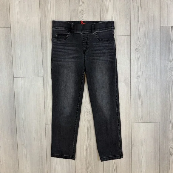 SPANX VINTAGE BLACK Wash STRAIGHT Leg pull-on Ankle Jeans #20355R Medium - Picture 1 of 10